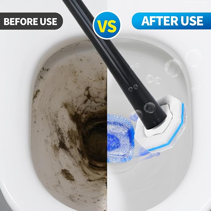 2 Pack Disposable Toilet Brush and Holder Set,Extended Handle with 72 Cleaner Refills Toilet Brush for Toilet Bowl Cleaners,Bathroom Cleaning, Bathtub.Disposable Toilet Cleaning System