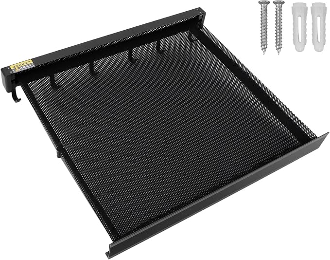 Pilipane Retractable Clothes Drying Rack Wall Mount Foldable Laundry Organizer with Breathable Mesh Platform for Patio Bathroom Aluminum 42x37.8cm (Black)