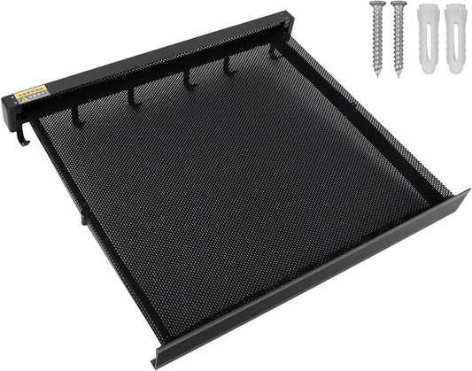 Pilipane Retractable Clothes Drying Rack Wall Mount Foldable Laundry Organizer with Breathable Mesh Platform for Patio Bathroom Aluminum 42x37.8cm (Black)