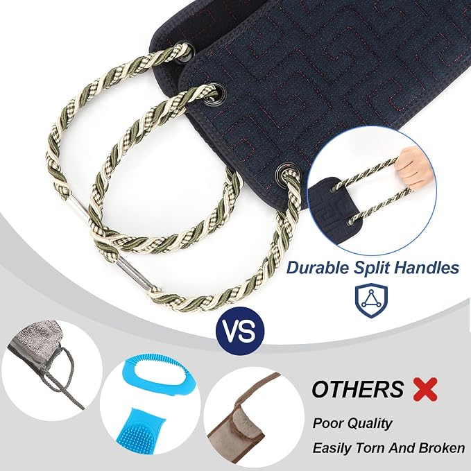 Exfoliating Back Scrubber for Shower, Double-Sided Widened Back Scrub Washcloth with Handles for Use in Shower, 39 Inches Body Exfoliator Bath Tool to Clean Your Body Deeply for Men & Women