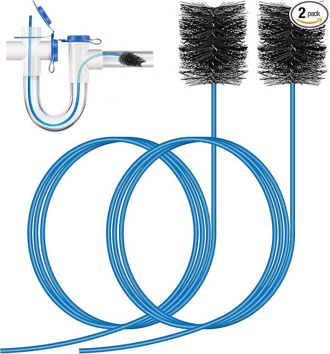 Condensate Trap Flexible Drain Brush, AC Drain Line Cleaning Brush for AC & HAVC Condensate P Trap(48 Inch,Blue,2 Pcs)