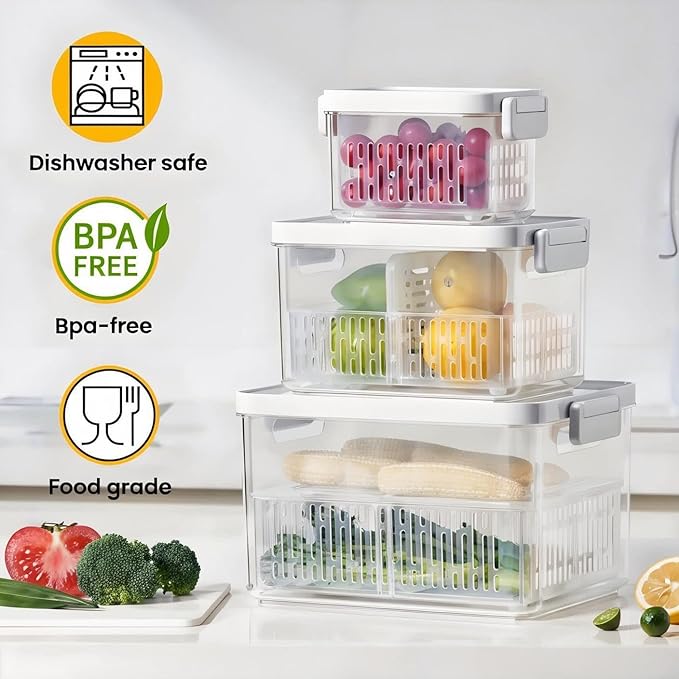 vacane Dishwasher Safe Berry Keeper, Produce Saver, Clear Fruit Containers, BPA-Free Lettuce Keeper, Strawberry Container Keep Food Fresh, 3.8 Cup