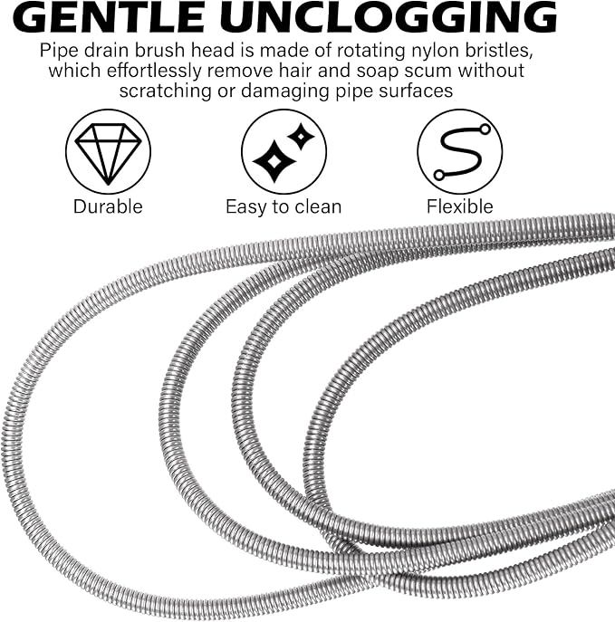 48" Flexible Tube Cleaning Brush Long Pipe Drain Snake Replace B313C