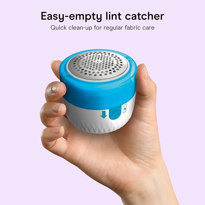 Conair Electric Fabric Shaver & Lint Remover, Cordless, 2.25" Surface | Extra-large lint shaver depills and removes fuzz from all fabrics, stainless steel blades, 3 adjustable depth settings