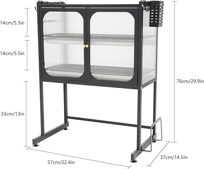 Over The Sink Dish Drying Rack, 3 Tier Large Metal Dish Drying Rack with Cover, Keep Kitchen Sink Shlef Organized Space-Saving Dish Drainer Kitchen Organizer for Dishes and Cutlery, Black