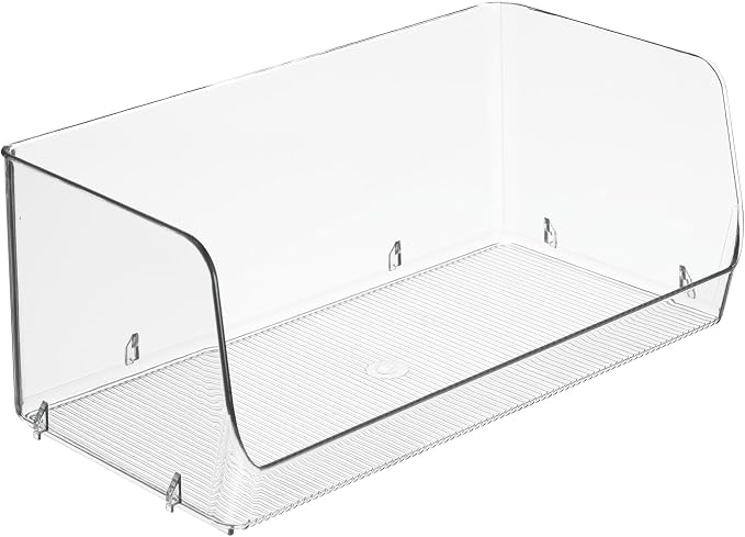 iDesign Stackable Open-Front Storage Bins, Set of 6, Clear | Kitchen and Pantry Organization