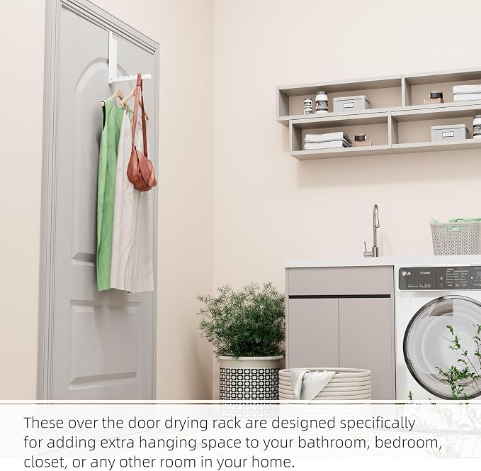 Over The Door Hooks 4 Pack,Over The Door Hanger Hook,Folding Over The Door Drying Rack for Laundry,Coat Rack,Compact Small Space Foldable Portable