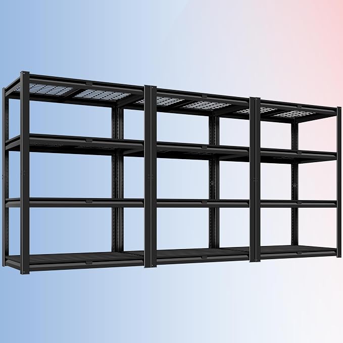 PrimeZone Heavy Duty Garage Shelving 2200 LBS 4 Tier Heavy Duty Storage Shelves Adjustable Industrial Metal Wire Shelf Unit for Garage,Basement,Pantry,Warehouse,Commercial,40" W X 20" D X 60" H 3Pack