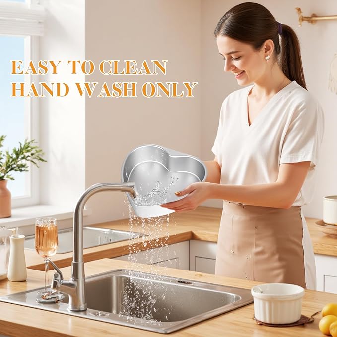 9.5 Inch Heart Shaped Cake Pans with 50 Pieces Parchment Paper,Set of 2 Non-stick Aluminum Heart Cake Pans Baking Tins for Birthday Wedding