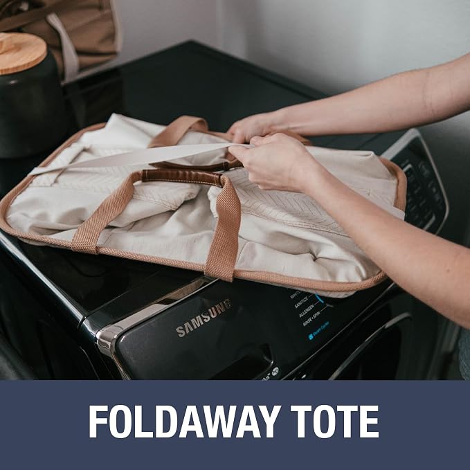 CleverMade LUXE Collapsible Laundry Caddy, 64L, 2 Pack, Navy Noir | Refined fabric and vegan leather details suit open rooms. The structured frame carries 2 loads and folds flat for storage.