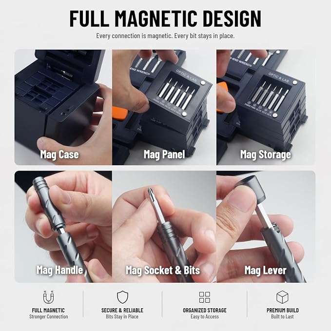 55-in-1 Magnetic Precision Screwdriver Set, Tool Cube Kit, Electronics Repair Kit with Screwdriver Bits, Wrenches, Pry Tools for Phone, Laptop, Appliances, Game Consoles, Glasses & DIY