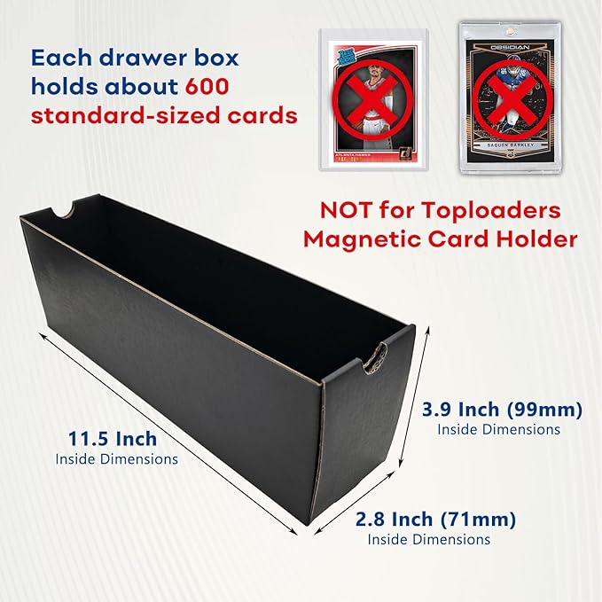 Fageverld Trading Card Storage Box with 100 Dividers, Cardboard Collectors Cards Organizer Box for MTG Baseball Sports Collection (Black- 24 drawer)