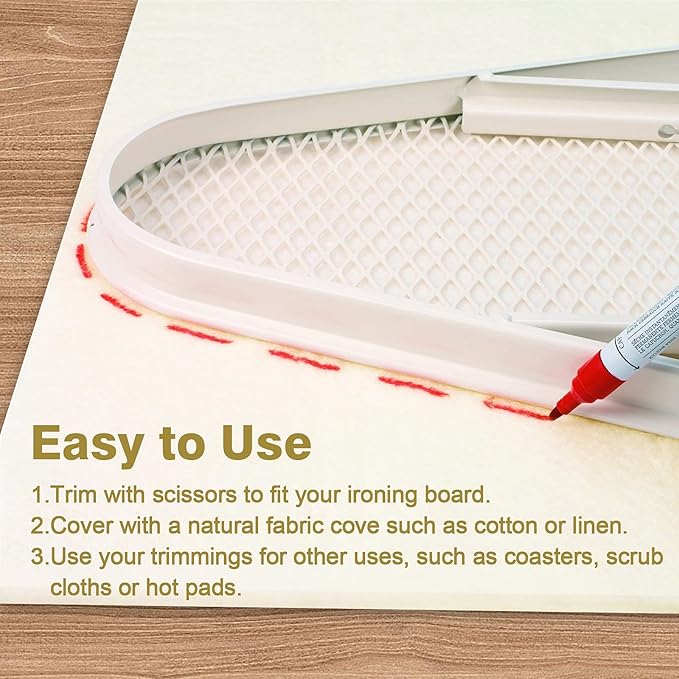 Rdutuok 16x56x3/8 Inch 100% New Zealand Wool Ironing Mat for Quilters,Wool Ironing Board Cover Pad Pressing Mat Fits Large and Standard Boards for Quilter, Sewing, Quilting Supplies