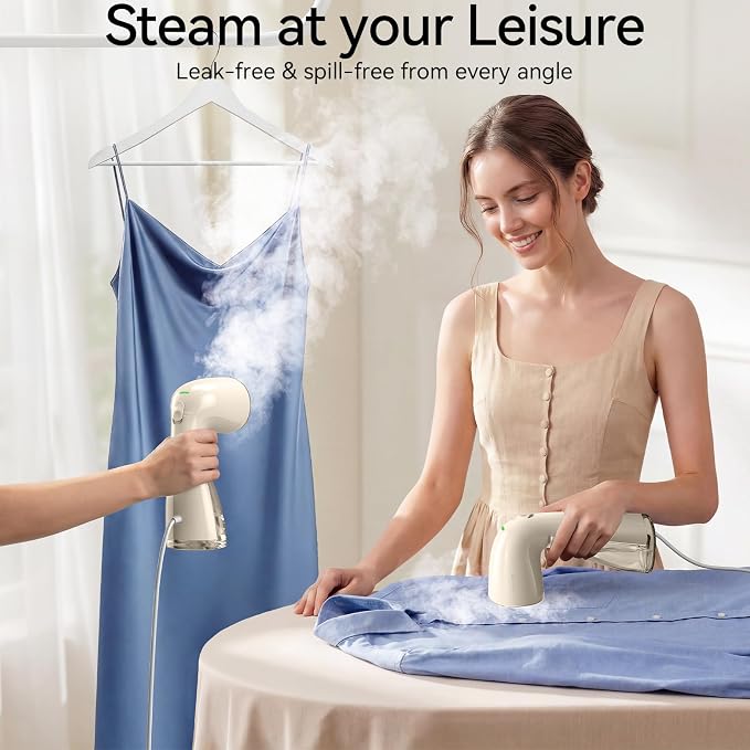 HiLIFE Steamer for Clothes, Portable Handheld Design, 240ml Big Capacity, 700W, Strong Penetrating Steam, Removes Wrinkle, for Home, Office and Travel(ONLY FOR 120V) (Nude)