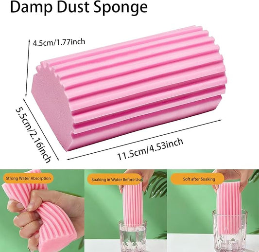 Damp Clean Duster Sponge 4 Pack Household Cleaning Sponges Reusable Dusting Sponge for Brushing Blind Glass Vents Window Mirrors Baseboards