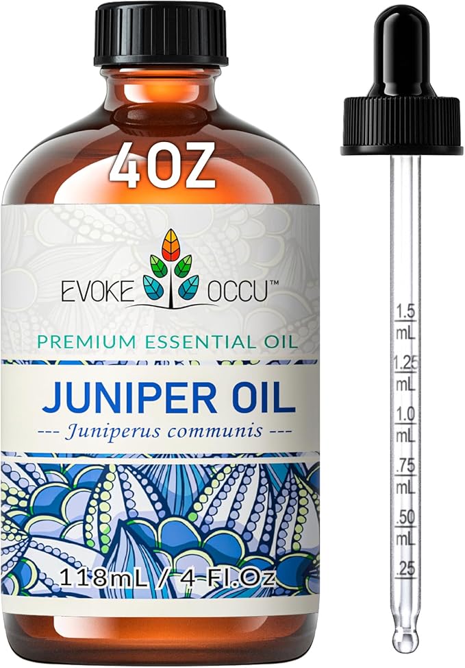 EVOKE OCCU Juniper Berry Essential Oil for Aromatherapy, Diffuser & Skin | Serene Aromatic Ambiance, Gentle Body Massage Blends, Multi-Purpose DIY Blends & Full Space Air Freshening -118ml /4 fl oz