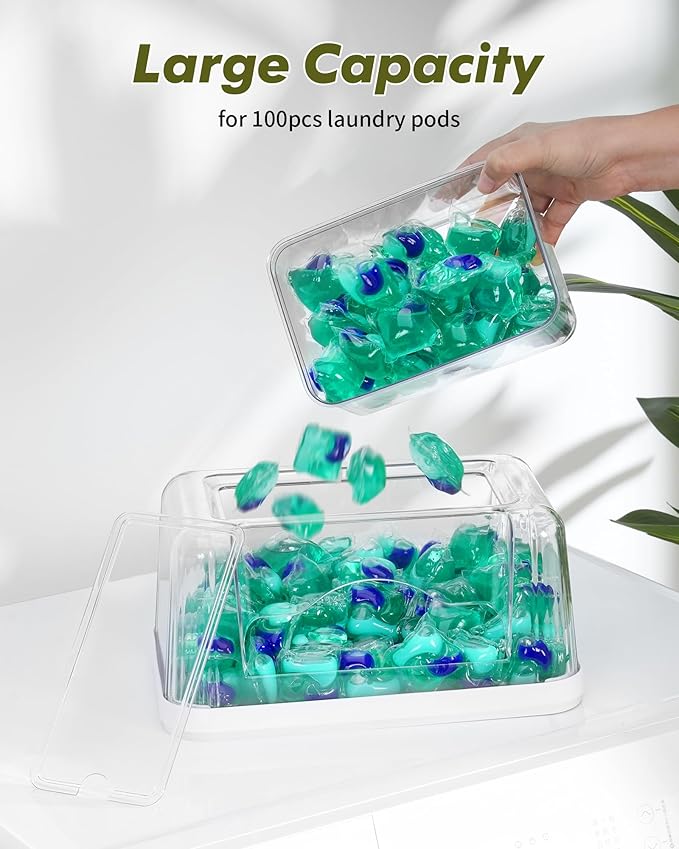 iCASA 3 in 1 Trash Bag Dispenser Holder Dishwasher Pod Organizer | Garbage Bag Dispenser Under Sink Organizer for 13/30/33 Gallon Bag, Kitchen Clear Plastic Storage Bins Laundry Pods Container