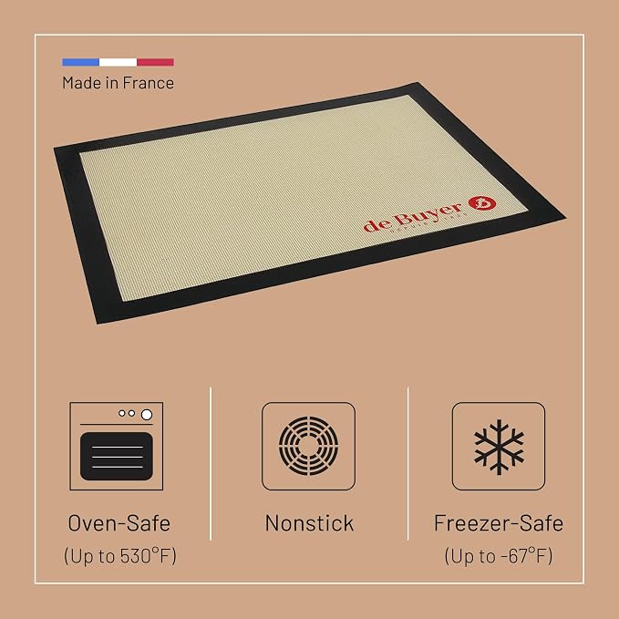 de Buyer AIRMAT Perforated Silicone Baking Mat - 15.75” x 11.8” - Perfect for Bread, Tarts, Croissants & Choux Paste - Easy to Clean