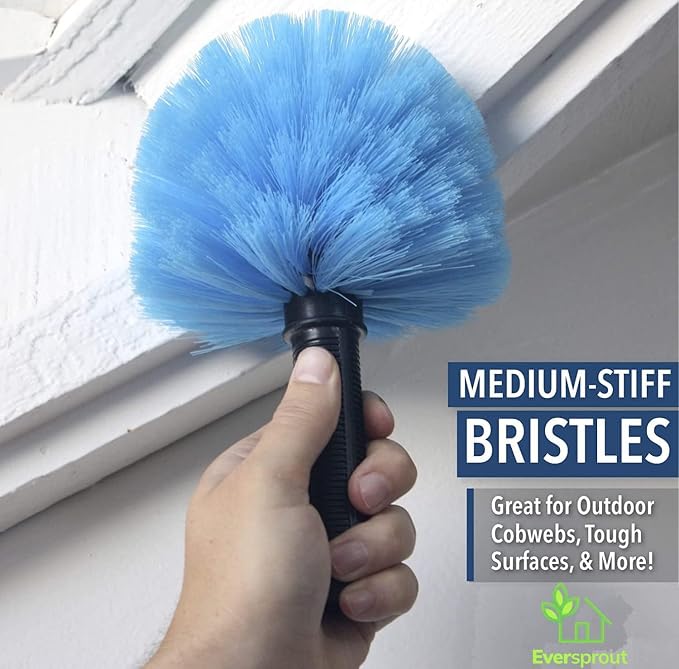 EVERSPROUT Twist-On Cobweb Duster, No Pole, Medium-Stiff Bristles | Pole Sold Separately, For High Ceilings and Spider Webs, Vents, Wall Edges, Baseboards and More, Washable, Reusable