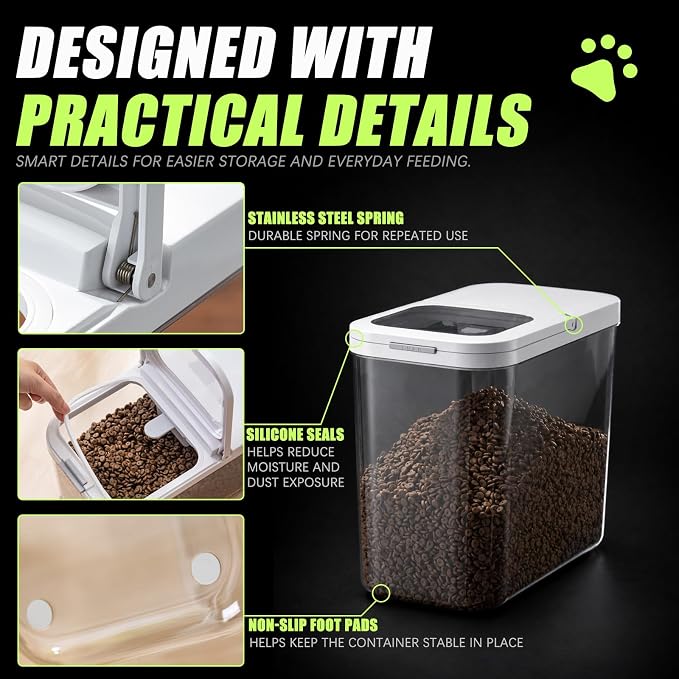 LivLab Mker Pet Food Storage Containers With Lids & Scooper - Dog Food Storage Container,12L/12KG/10-15LBS,BPA Free Airtight Storage Containers Store Dry Food For Kitchen Pantry