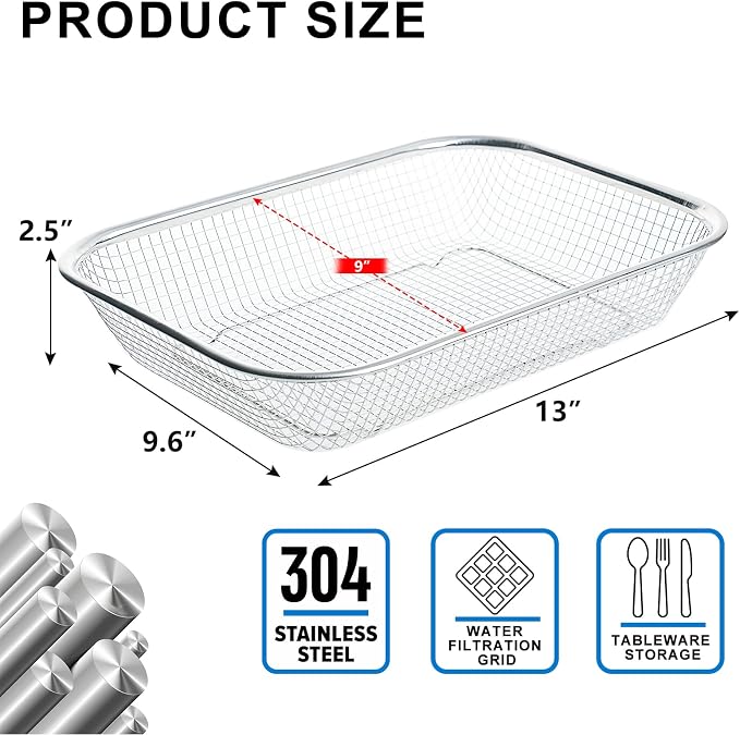 Utensil Drying Rack, 2 Pack Stainless Steel Utensils Holder Dishwasher Silverware Basket, Compact Dish Drainer for Kitchen Countertop, Chopsticks Spoons, Forks, Knifes Organizer, Large