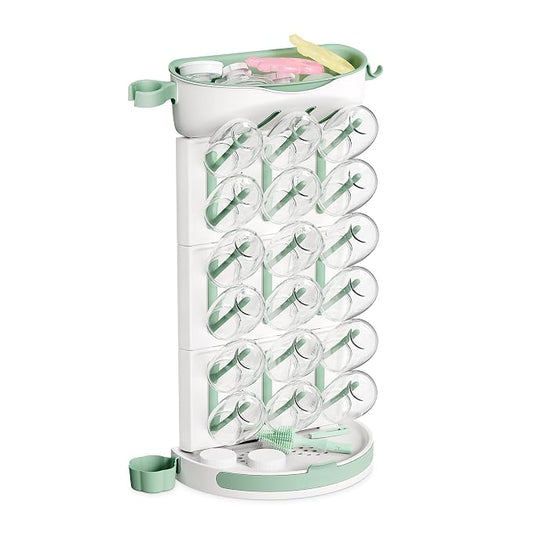 Momcozy Baby Bottle Drying Rack, 18 Bottles Vertical Space Saving | Ventilated Drying for Baby Accessories & Pump Part, BPA-Free Food-Grade, Detachable Travel, Easy Clean, Sturdy Base