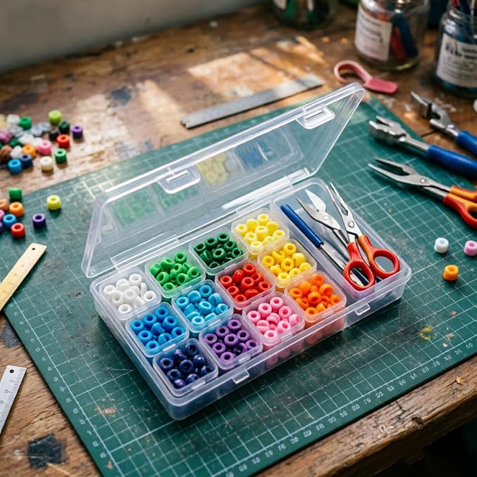 112 Pieces Mixed Sizes Rectangular Empty Mini Clear Plastic Organizer Box | Hinged Lids, For Small Items, Craft Projects, Bead Organizers