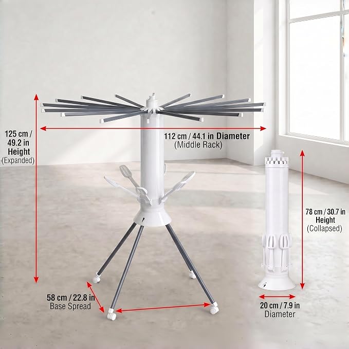 Clothes Drying Rack Foldable with Rolling Wheels, 4-Legged Portable Laundry Drying Rack with 360° Aluminum Arms, Freestanding Garment Drying Stand for Indoor Outdoor (Single-tier with shoe rack)