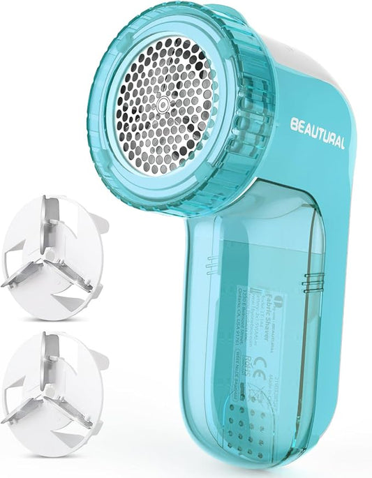 BEAUTURAL Fabric Shaver and Lint Remover, Portable Sweater Defuzzer | Battery Operated, 2 Speeds, 2 Replaceable Stainless Steel Blades, Remove Clothes Fuzz, Lint Balls, Pills, Bobbles