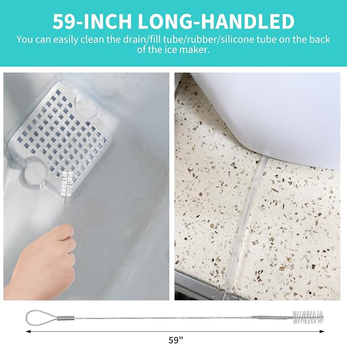 Ice Machine Cleaner Brush Kits, 10 PCS Ice Maker Cleaning Tools - 2PCS Long Drain Pipe Brushes and 8 PCS Crevice Cleaning Brushes
