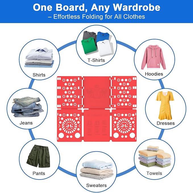 BoxLegend V3 Shirt Folder Board Tshirt Clothes Folding Board, Red | Shirt Folding Board,Durable,Laundry Sorter and Liner,Flip and Fold