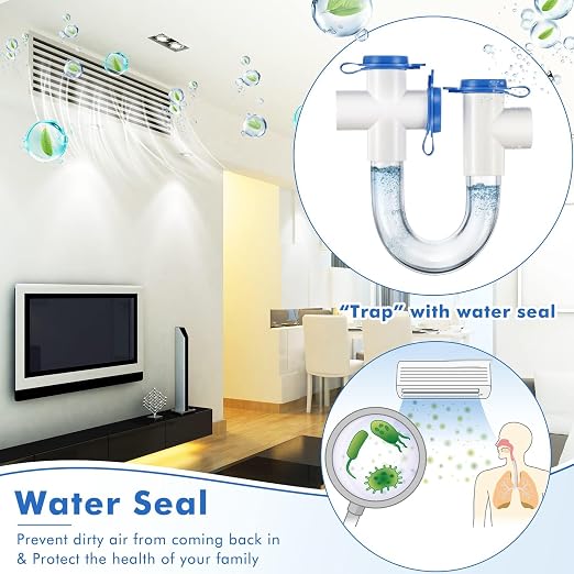 16 Pack 3/4 Inch Standard Condensate Trap with Cleaning Brush, PVC U Trap for HVAC Systems, Air Conditioner, Effectively Drains Condensate (White)