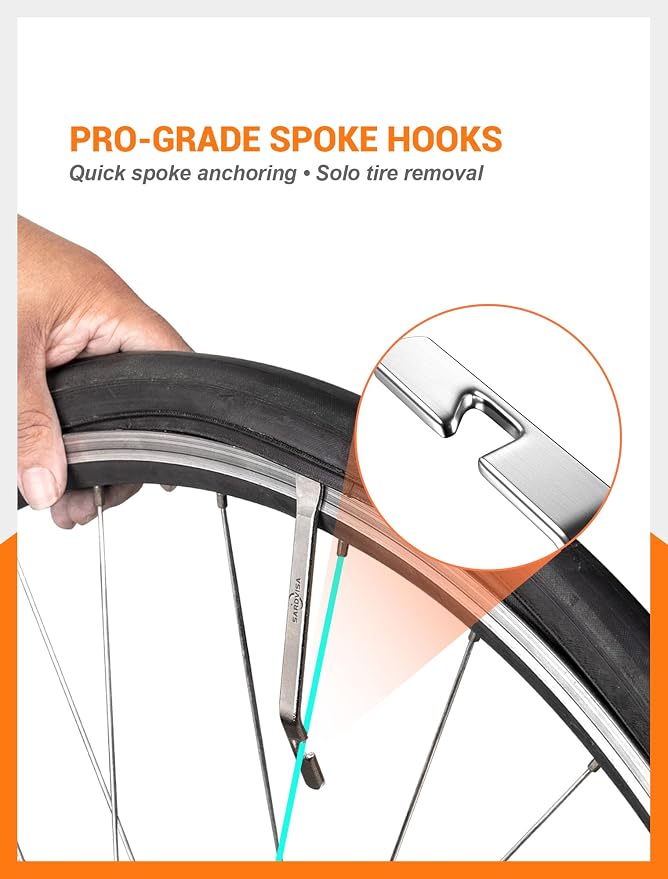 Bike Tire Levers, Bike Tire Tools for Road Mountain Bicycle Tire | Ultra Strong Tire Levers & Stainless Steel Tire Spoons, Great Value Bike Tire Repair Kit with Drawstring Bag & Core Wrench