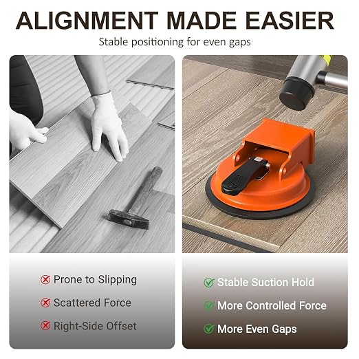 Floor Gap Fixer Tool, Laminate & Vinyl Plank Flooring Repair Kit | Heavy Duty Floor Gap Fixer with Enhanced Suction Cup, Includes Sticky and Buffer Pads to Pull Planks and Fix Floor Gaps