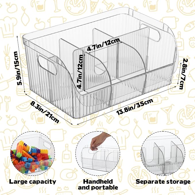 Large Snack Chip Bag Organizer for Pantry, 6-Compartment Snack Chip Storage Containers with Dividers, Pantry Organizers Storage for Chip and Snacks Organizer for Pantry Office Cabinet