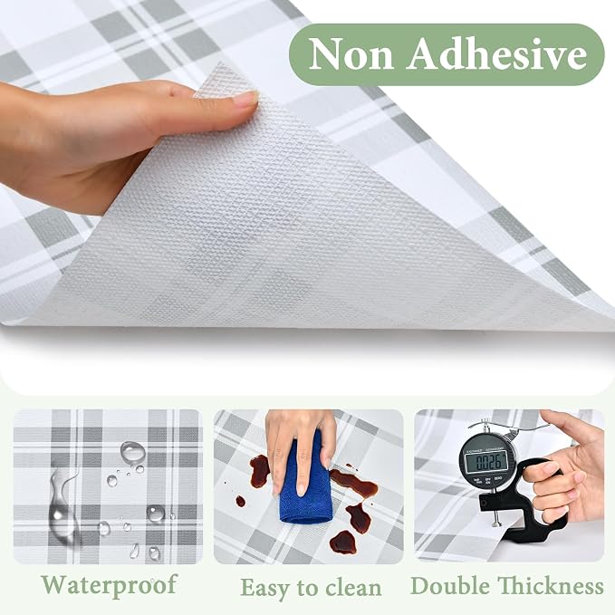 Drawer and Shelf Liner for Kitchen Cabinet: 17 in X 30 Ft Non Slip | Waterproof Shelf Paper Non Adhesive Refrigerator Liners Light Grey Lattice Easy Liners for Bathroom