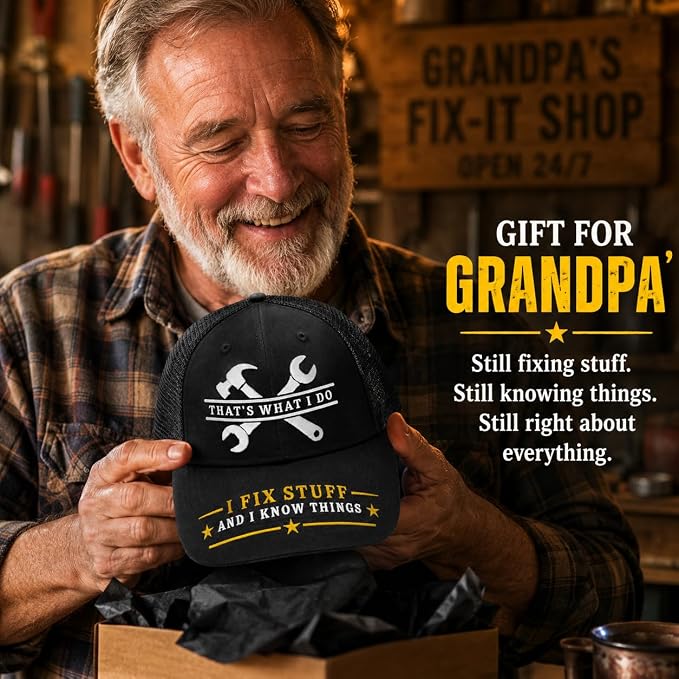 I Fix Stuff Funny Dad Hat,Gifts for Men Who Have Everything,Fathers Day Birthday Gift for Dad OR Husband