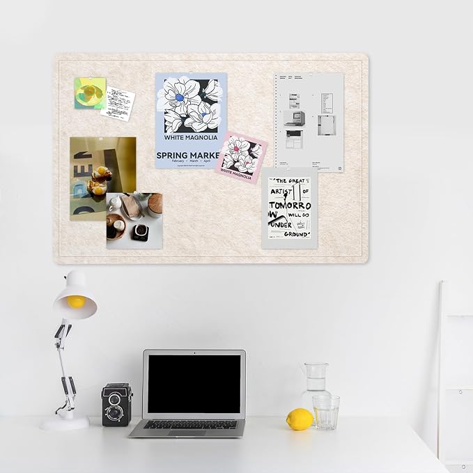 Felt Bulletin Board 36x24 inches, Decorative Pin Board for Home & Office | Cork Board Alternative for Wall with Push Pins, Display Mood Board for Photos, Notes & Reminders