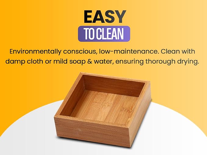 YBM Home Bamboo Drawer Organizer Storage Box for Kitchen Drawer, Junk Drawer, Office, Bedroom, Children Room, Craft, Sewing, and Bathroom, 6 Pack 6x9x2 inch