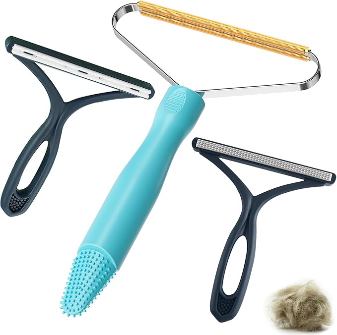 3-Pack Pet Hair Removal Tool, Dog & Cat Hair Remover, Carpet Rake | Fur Removal Tool, Portable Carpet Scraper, Pet Hair Brush, Carpet Rake for Pet Hair Removal, Car Cushions, Sofas, Rug