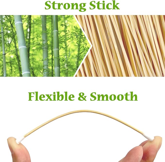 6 Inch Long Cotton Swabs, Pointed or Round Tips for Cleaning | Pointed, Round, and Mixed-Tip Cotton Swab Options with 6 Inch Wooden Handles for Firearm, Electronics, Craft, and Tasks
