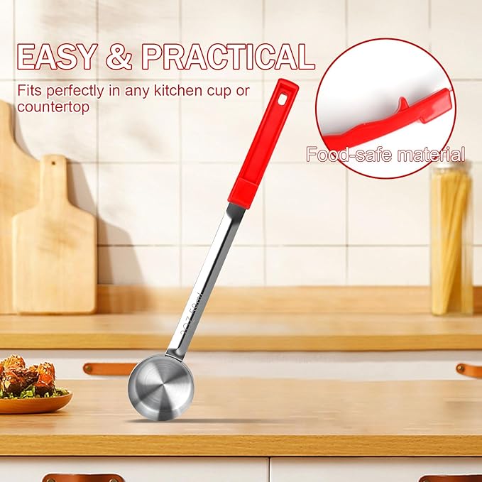 2 Ounce Solid Stainless Steel Portion Control Ladle Spoon - 2Pcs Pizza Sauce Serving Spoons Portion Ladle for Sauces, Perfect for Weight Watchers, Buffets, Parties