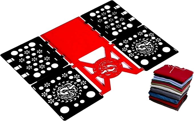 Color-Blocked Adult Folding Board, Purple and Pink Clothes Folder Organizer (Black and red)