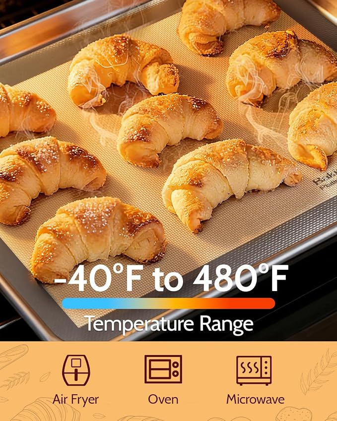 Sopito Platinum Silicone Baking Mat, Non-Stick, Food-Grade, Total 5 Pcs | Reusable 3-year, Heat Resistant to 480℃, Dishwasher Safe, Half-sheets, quarter-sheets, and round mat Set, Versatility