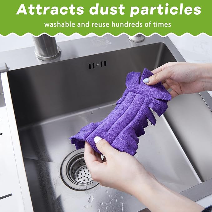 Zubebe 15 Pcs Duster Refill Reusable Fleece Duster Refills Feather Flat Dusters Multi Surface Washable Cleaning Pads Tools for Home, Blinds, Car, Pet, Furniture, Fans (Dark Color)