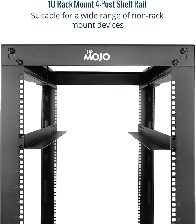 Tecmojo Universal 1U Rack Mount Rail ,4-Post Fully Server Rack Shelf Rail with 20.9"-32" Adjustable Depth, Fit for Non-Rack Mountable Server/Networking/AV/IT Equipment