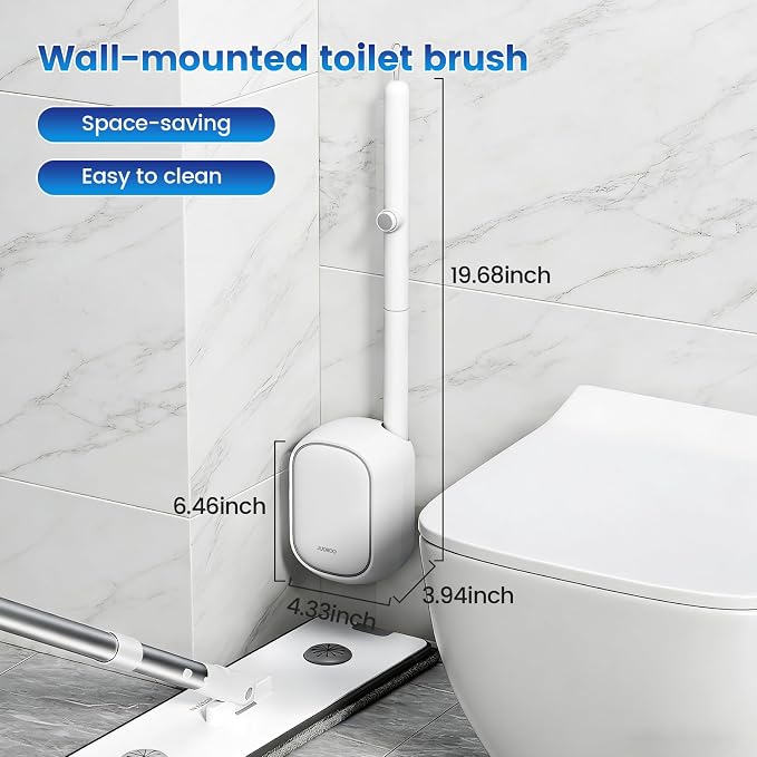 2 Pack Disposable Toilet Brush with 48 Refills, Toilet Bowl Cleaning System | Toilet Bowl Cleaner, Wall Mounted Toilet Bowl Brush and Holder Set for Deep Cleaning and Hygienic Bathroom Maintenance