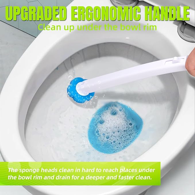 Disposable Toilet Brush, Extended Handle with 48 Cleaner Refills, Toilet Brush for Toilet Bowl Cleaners, Bathroom Cleaning