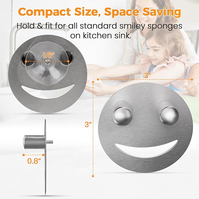 Semcide Sponge Holder, Stainless Steel Sink Caddy w/Suction Cup Installation, Sponge Organizer for Kitchen/Bathroom Sink, Self Draining, Dishwasher Safe for Holding Sponges, Silver(2-Pack)