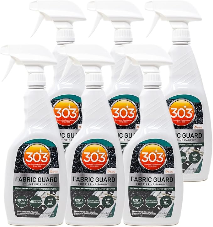 303 Marine Fabric Guard for Boat Covers & Canvas, 32 oz 6-Pack | Restores water and stain resistance on boat covers, canvas, and marine fabrics.